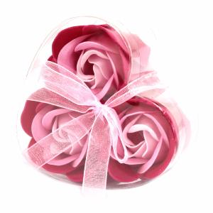 Boîte Coeur 3 Roses en Confettis de Bain - couleur rose