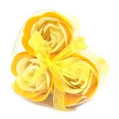 Boîte Coeur 3 Roses en Confettis de Bain - couleur jaune