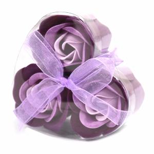 Boîte Coeur 3 Roses en Confettis de Bain - couleur lavande
