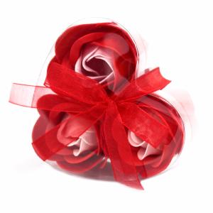 Boîte Coeur 3 Roses en Confettis de Bain - couleur rouge