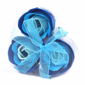 Boîte Coeur 3 Roses en Confettis de Bain - couleur bleue