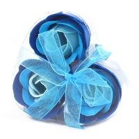 Boîte Coeur 3 Roses en Confettis de Bain - couleur bleue