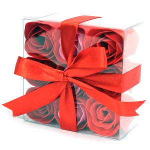 Boîte 9 Roses en Confettis de Bain - couleur rouge